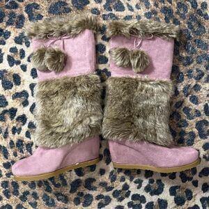 Pink Faux Fur Winter Boots